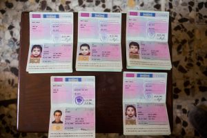A photograph of the German passports of the Al Kilani family, killed by Israeli bombing of Gaza.